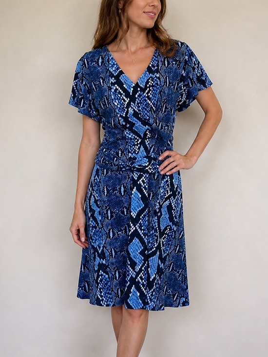 MICHAEL Michael Kors Dresses & Skirts - MICHAEL Michael Kors Blue Snake-Print Wrap-Style Midi Dress NWOT